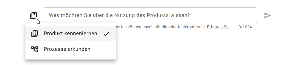 Der Screenshot zeigt das Symbol links neben dem Eingabefeld zum Wechseln der Option.