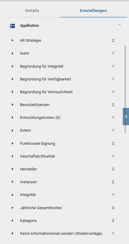 Der Screenshot zeigt die Filter-Optionen in der rechten Seitenleiste für Knotenattribute.