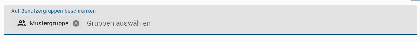 Der Screenshot zeigt Ihnen die Option eine Benutzergruppe im Formeditor zu hinterlegen.
