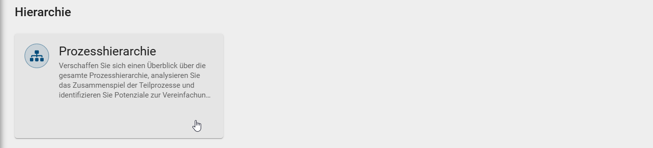 Der Screenshot zeigt das Insight "Prozesshierarchie" im Bereich "Hierarchie" in den Insights.