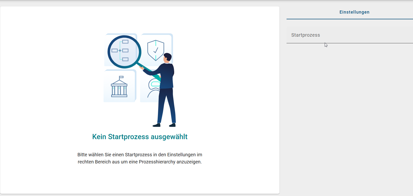 Der Screenshot zeigt den Startbildschirm von Hierarchie und die Möglichkeit ein Startdiagramm zu wählen.