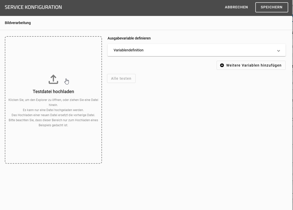Der Screenshot zeigt die Möglichkeit ein Bild hochladen zu können.